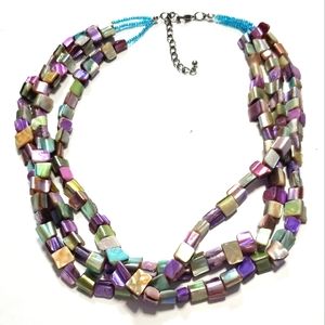Colorful abalone multi strand necklace